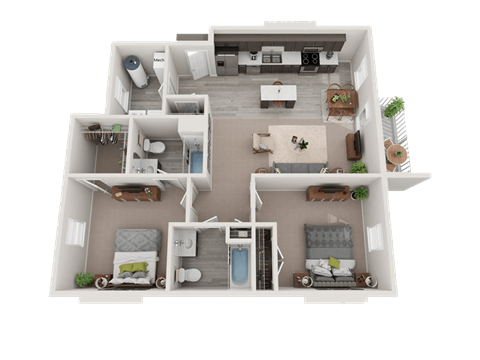 a 3d rendering of a floor plan of a house
